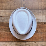 No Brand White Paper Straw Faux Chanl Logo Fedora