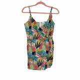 Sadie & Sage Multi Leaf Print Cross Front Linen Romper- Size S