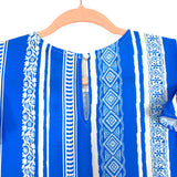 Flying Tomato Blue Decorative Stripe with Flutter Sleeves Tiered Dress NWT- Size L