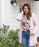 LOFT Long Heathered Pink/Purple Cardigan with Pockets- Size L