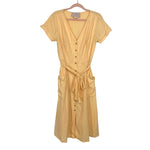 Gal Meets Glam Yellow Button Up Front Belted Dress- Size 12