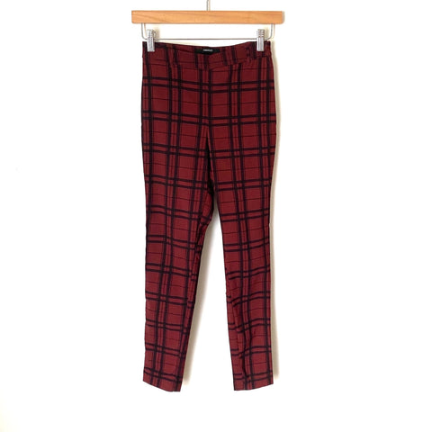 Forever 21 Burgundy Plaid Skinny Pants- Size XS (Inseam 27”)