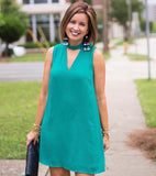 Halogen Green Choker Cutout Swing Dress- Size ~S