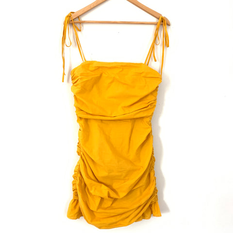 Lovers + Friends Mustard Side Ruched Dress- Size S