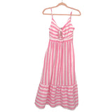 Petal + Pup White and Pink Striped Front Cutout Semi Sheer Dress NWT- Size 4