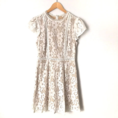 Blu Pepper White Lace Overlay Dress- Size M The Saved Collection Blu Pepper White Lace Overlay Dress- Size M The Saved Collection