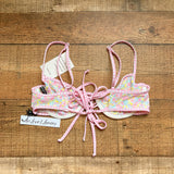 For Love & Lemons Pink and Yellow Floral Print Underwire Bikini Top NWT- Size M (we have matching bottoms)