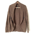 Willi Smith Brown Wool Blend Button Closure Round Hem Cardigan- Size M