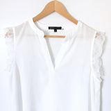 Gibson White Blouse with Lace Sleeve- Size XS