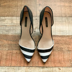 Zara Women Black and White Heels- Size 38 (US 7.5 see notes)