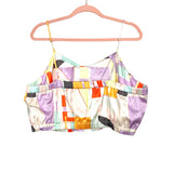 Open Edit Colorful Print Pleated Cropped Top- Size 1X (we have matching top and shorts)