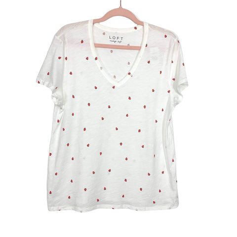 LOFT Vintage Soft Strawberry Print V-Neck Tee NWT- Size L