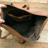 Madewell Brown Leather Personalized Stamped Zip Top Bag (see notes)