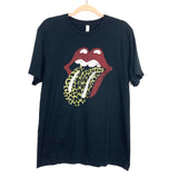 Bella + Canva Black Metallic Animal Print Tongue T-Shirt- Size L