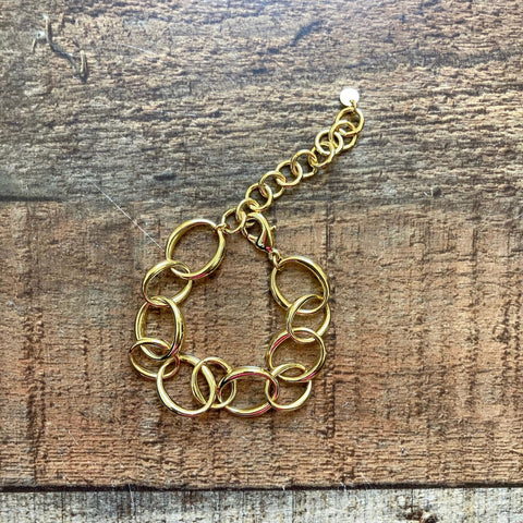 BaYou with Love Recycled Brass Plated with 14K Yellow Gold Oval Chain Bracelet