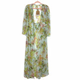 Kori America Floral Sheer Front Button Closure Open Front Cover Up NWT- Size S