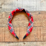 No Brand Red/Black Plaid Knot Headband