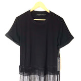 House of Harlow 1960 x Revolve Black Cuffed Jersey Tee with Fringe Hem NWT- Size S