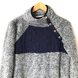 Goodnight Macaroon Blue Sherpa Fleece Quilted Side Snap Pullover- Size S