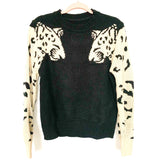 No Brand Black and Cream Cheetah Sweater- Size M