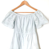 Cupcakes and Cashmere Light Blue Eyelet Off the Shoulder Dress- Size XS