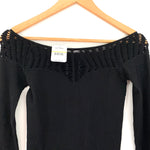 Free People Black Off the Shoulder Ribbed Long Sleeve Top NWT- Size M/L