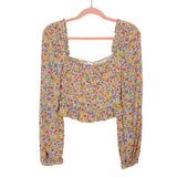 Bohme Floral Square Neckline Smocked with Ruffles Cropped Top NWT- Size S