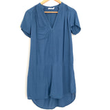 LUSH Blue Pocket Shirt Dress- Size XS