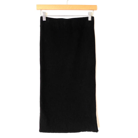 Vici Black Ribbed Fitted Skirt- Size M