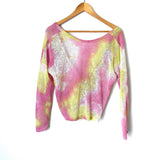 Blue Blush Twisted Back Open Knit Sweater- Size S