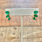 No Brand Gold with Green Stones Ear Climber Earrings