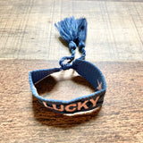 No Brand Blue Woven Lucky Slide Bracelet (New in Bag)