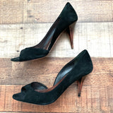 Miu Miu Black Suede Like Open Toe Metallic Pink Heels- Size 36.5 (US 6)