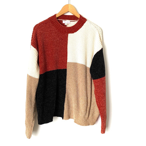 Pink Lily Chenille Color Block Sweater- Size S