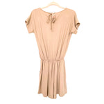 Zenana Tan Tie Back Faux Drawstring Waist Romper- Size S