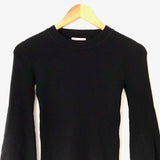 Pink Lily Black Light Ribbed Knit Bell Sleeve Sweater- Size S