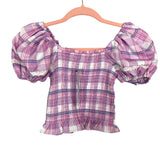 Goodnight Macaroon Purple/Pink Smocked Puff Sleeve Top NWT- Size M (we have matching skirt)