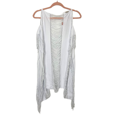 Pilyq White Sheer Fringe Cover Up NWT- Size XS/S