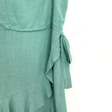 Blue Blush Green Faux Wrap Dress- Size S