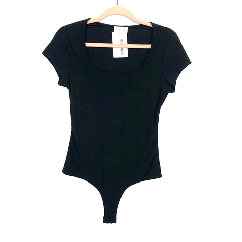 Pink Lily Black Have You Heard Thong Bodysuit NWT- Size M