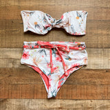Boamar Floral Bikini Top with Removable Ruffle Arm Cuffs- Size ~M (see notes, sold out online, we have matching bottoms)