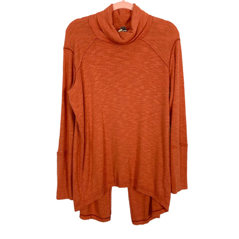 We the Free Rust Turtleneck with Split Back Hem Sweater- Size L