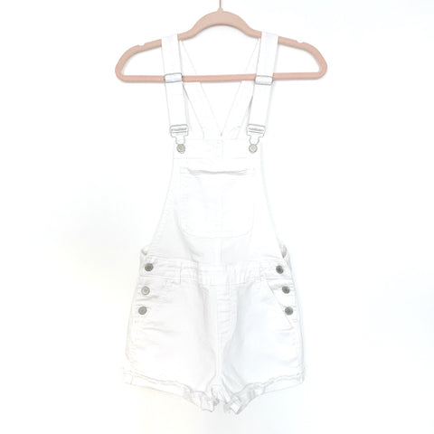 Just USA White Denim Side Button Short Overalls- Size XS (See Notes)