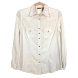 Wrangler White Rhinestone Snap Button Western Button Down- Size S