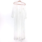 No Brand White Lace Long Tie Front Kimono Cover UP- Size ~S/M