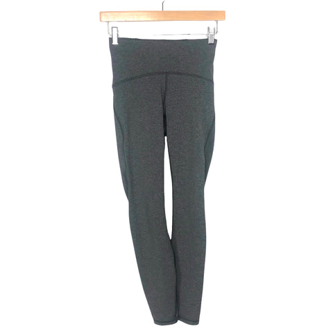 Lululemon Heathered Grey with Dark Grey Side Stripes Cropped Leggings- Size 4 (Inseam 25.25")