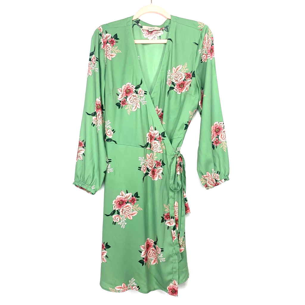 Loft Green Floral Wrap Dress- Size 12 The Saved Collection Loft Green Floral Wrap Dress- Size 12 The Saved Collection