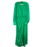 Eloquii Green Satin Wrap Dress with Snap Closure and Shoulder Pads NWT- Size 14