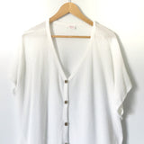Fantastic Fawn White Waffle Knit Short Sleeve Top- Size ~M