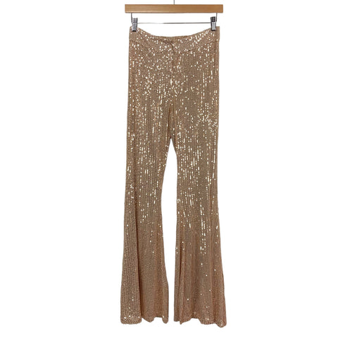 Judith March Champagne Sequins Flare Pants- Size S (sold out online, Inseam 32.5”)